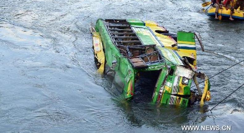 Police say 44 die as bus falls into river