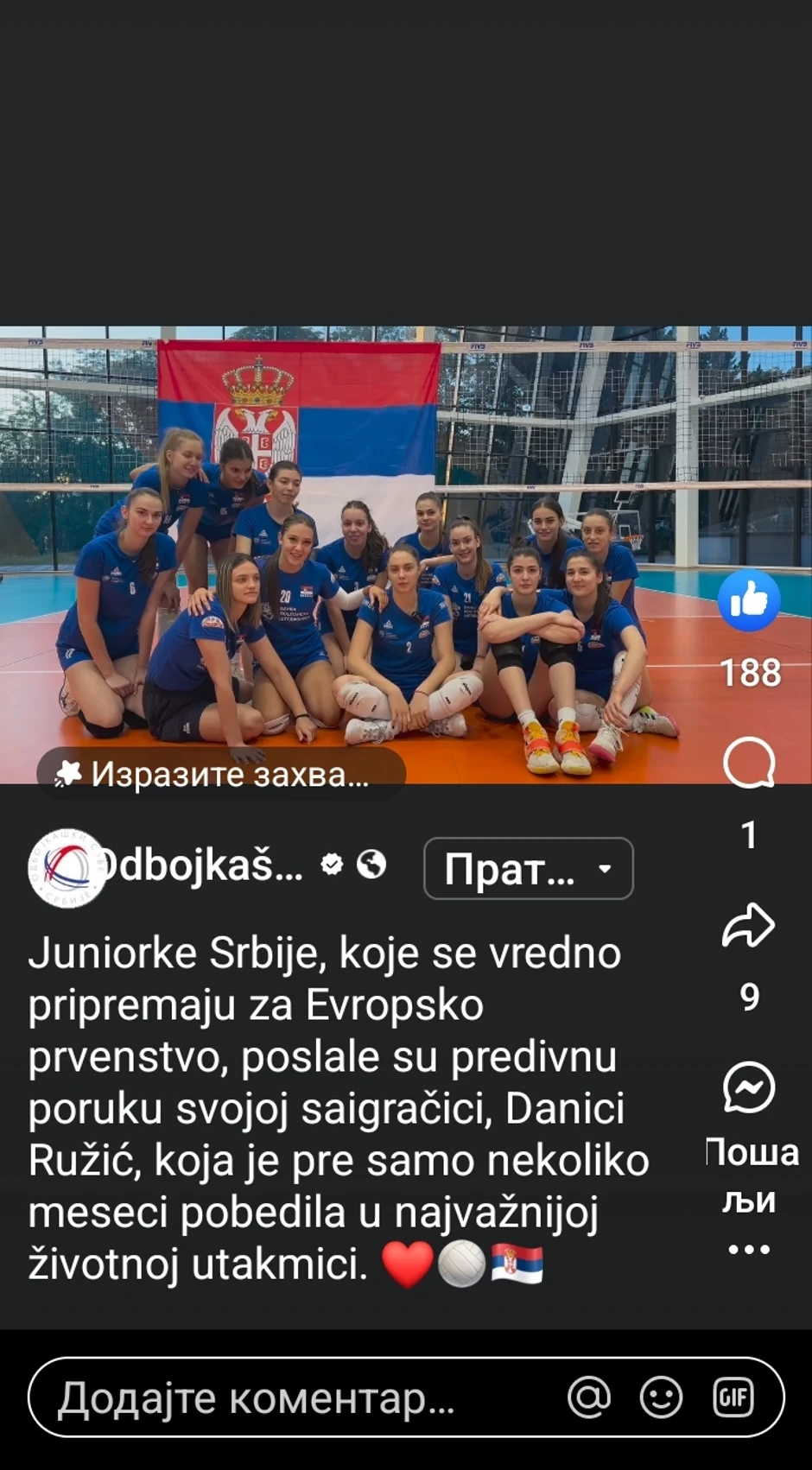 Video na "Fejsbuku" za Danicu Ružić pred polazak u Dablin