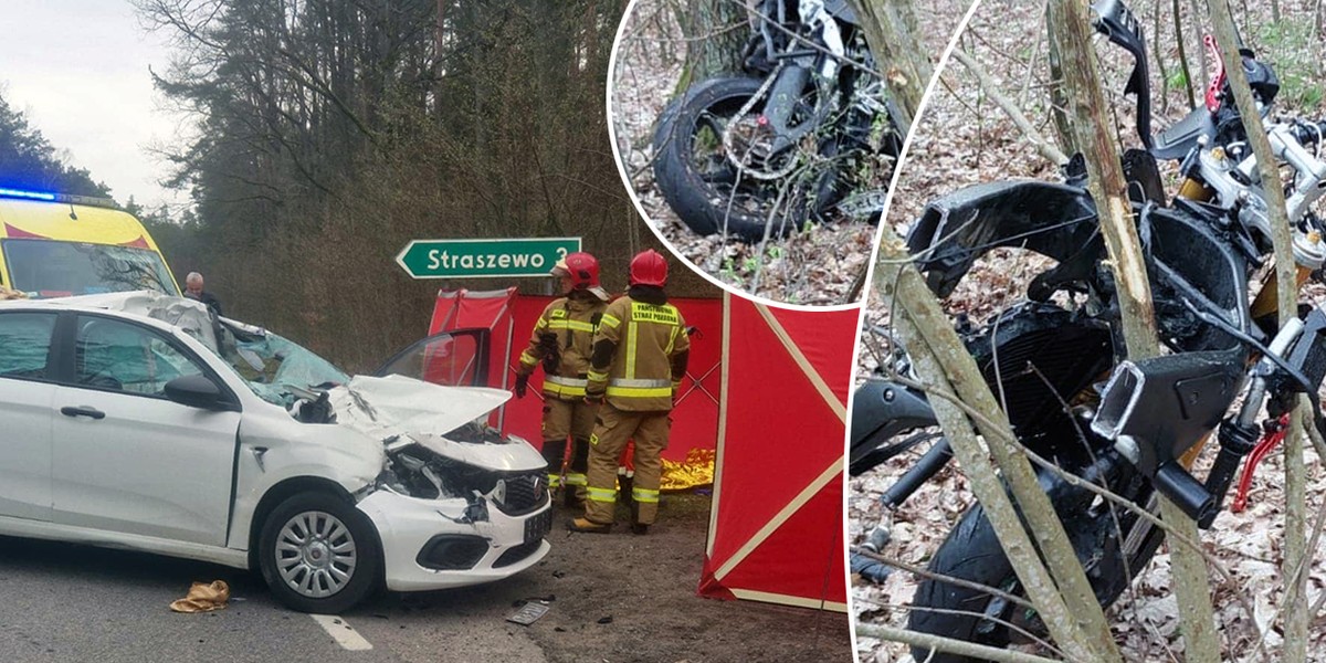 Pomorze. Zderzenie motocykla z osobówką. Nie żyje jedna osoba.