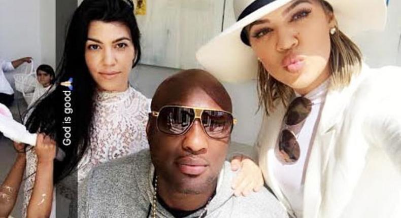 Lamar Odom, Khloe and Kourtney Kardashian on Easter Sunday