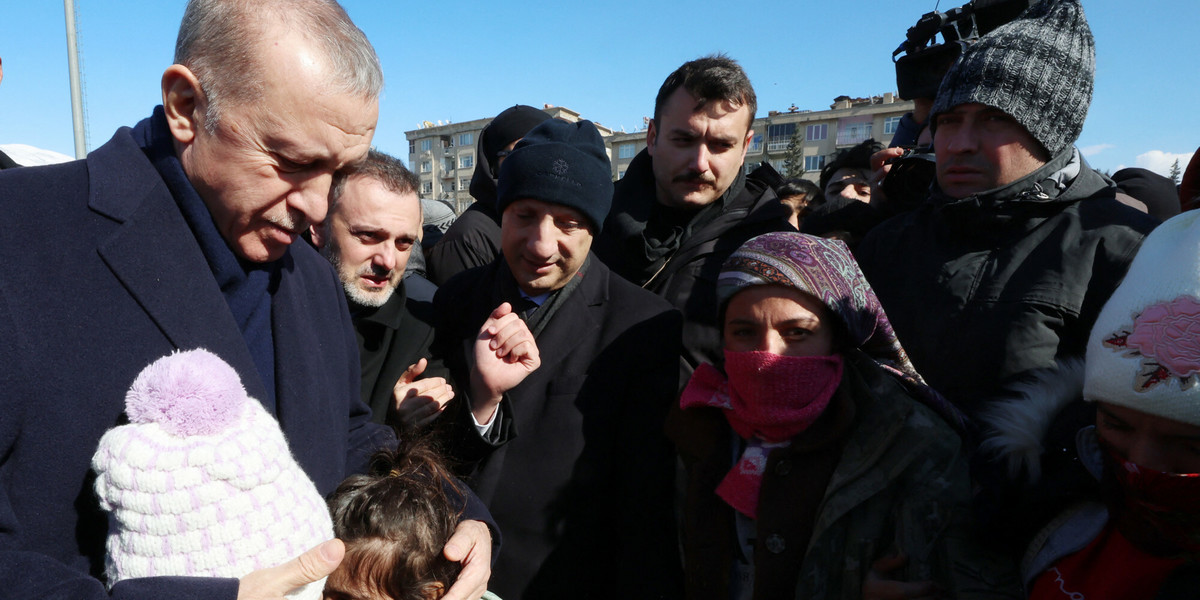 Prezydent Recep Tayyip Erdogan na miejscu tragedii