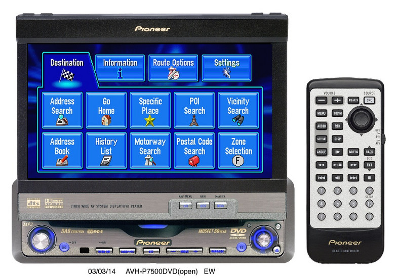 Pioneer AVH-P7500 z wbudowanym odtwarzaczem płyt DVD.