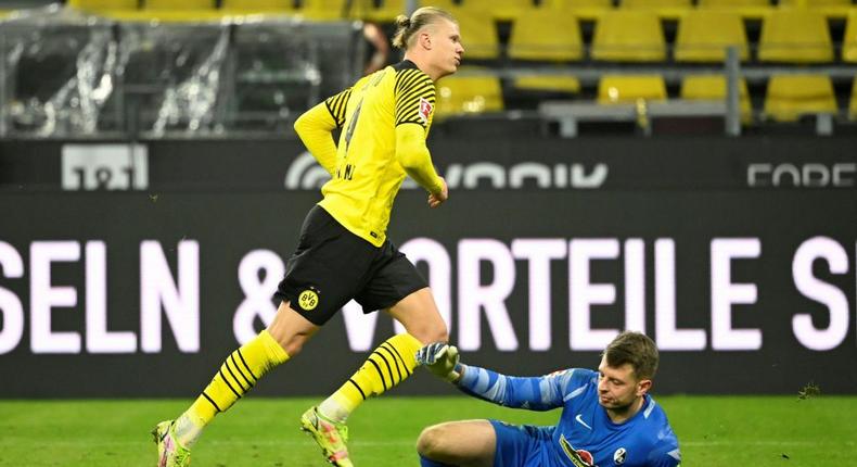 Erling Haaland scored twice for Dortmund on Friday Creator: Ina Fassbender