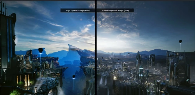 High Dynamic Range to nie marketing. Coraz więcej gier wykorzystuję tę technikę aby zapewnić niebywałe wrażenia wizualne. Różnicę między nim, a tradycyjnem zakresem tonalntym są zauważalne (HDR z lewej strony, SDR z prawej). Źródło: denwereview.com