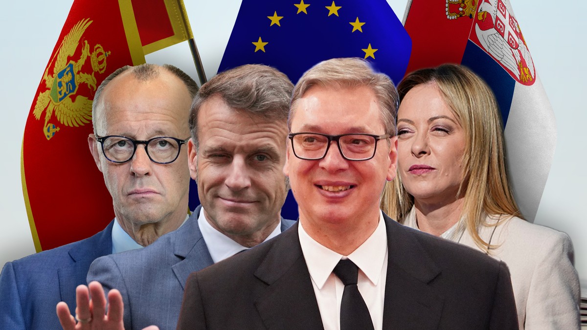 Fridrih Merc, Emanuel Makron, Đorđa Meloni  Alesandar Vučić 