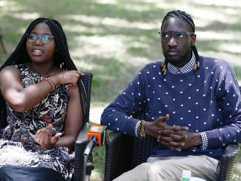 Chichi Michelle (L) with her brother Derek Mboya, children of the late Yvonne Wamalwa (Twitter) 