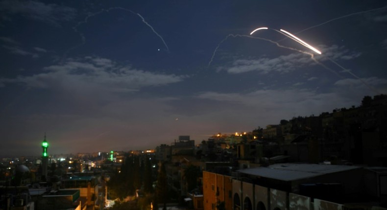 Syrian air defences responding to what state media said were Israeli missiles targeting Damascus early last year, one of hundreds of reported such strikes