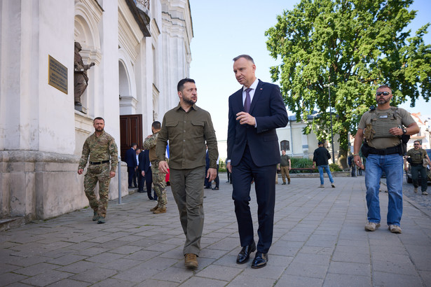 Prezydent Ukrainy Wołodymyr Zełenski i prezydent RP Andrzej Duda, Ukraina, 9 lipca 2023 r.