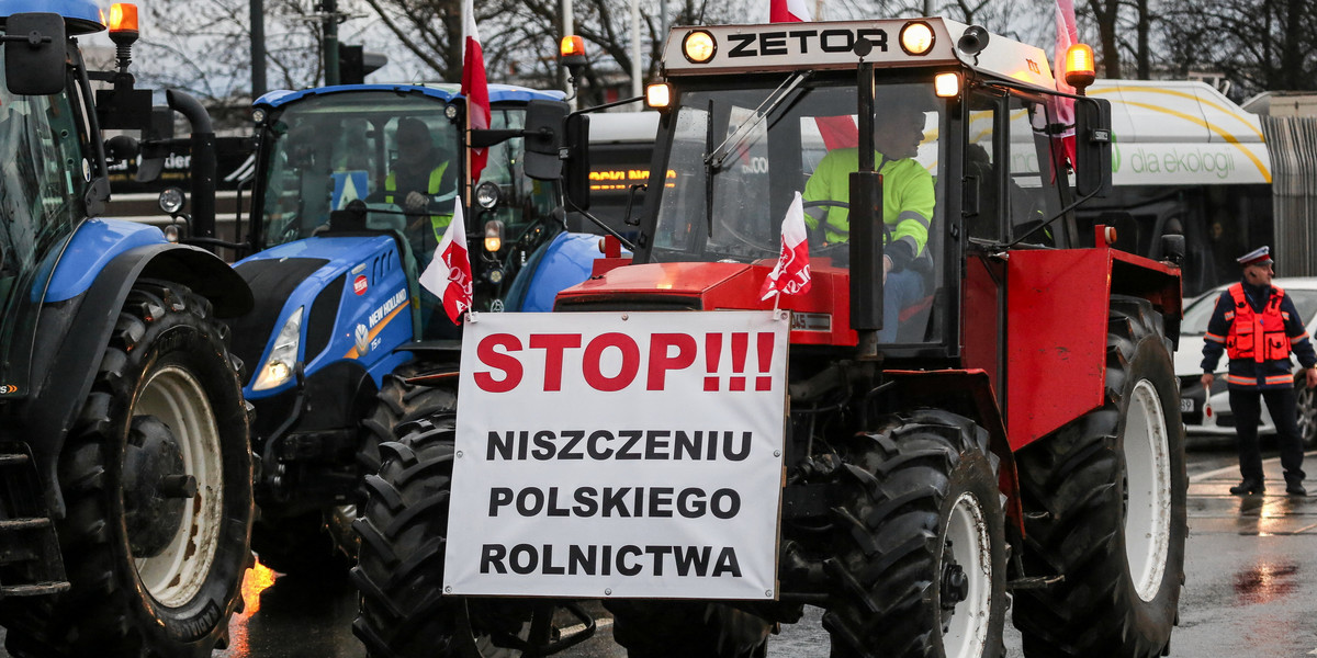 Protest rolników w Krakowie. 20 lutego 2024 r.