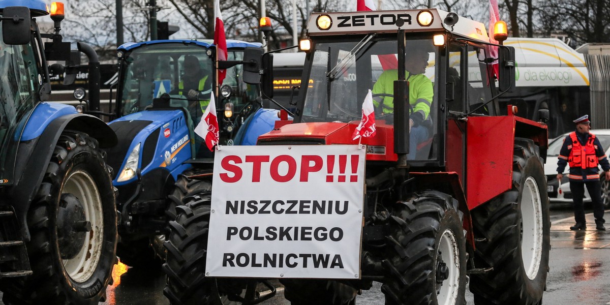 Protest rolników w Krakowie. 20 lutego 2024 r.