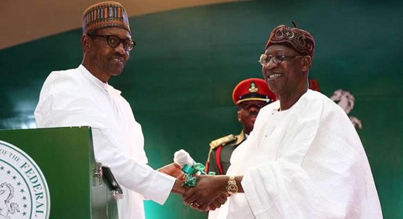 Lai-Mohammed and President Muhammadu Buhari, two main figures behind the Twitter ban in Nigeria. (TVC)