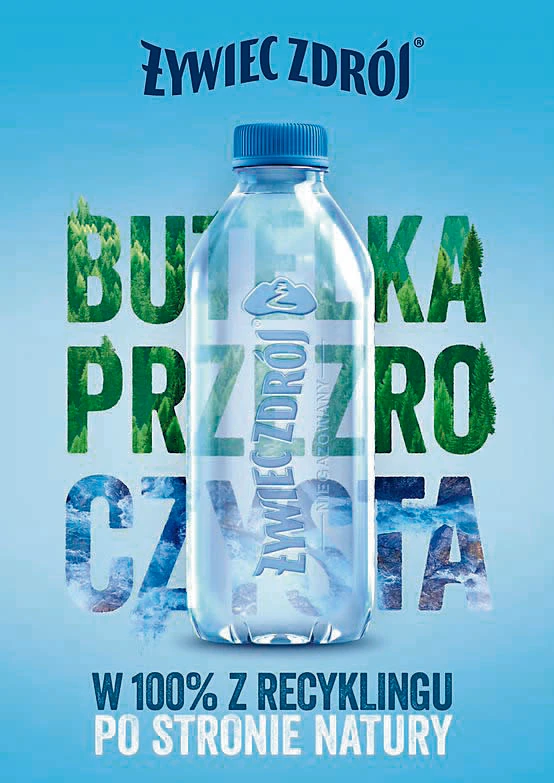 Butelka z odzyskanego plastiku bez żadnej etykiety? Tak. To nowy pomysł marki Żywiec Zdrój