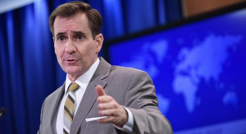 State Department Spokesman John Kirby, seen in 2015, said Obviously we recognize these are decisions that ultimately are sovereign national decisions to make, in regards to Russia leaving the International Criminal Court