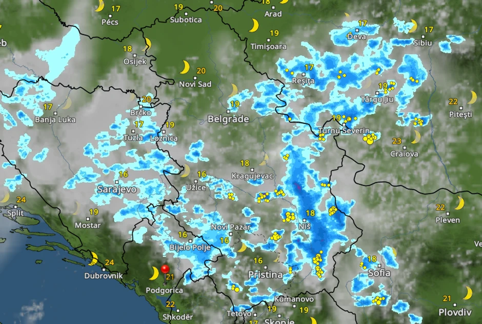 Kretanje kiše u 1 sat