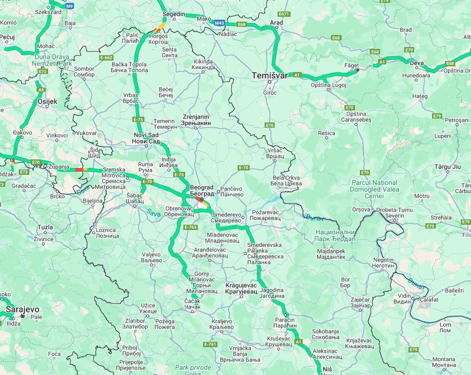 Mapa gužve na putevima Srbije