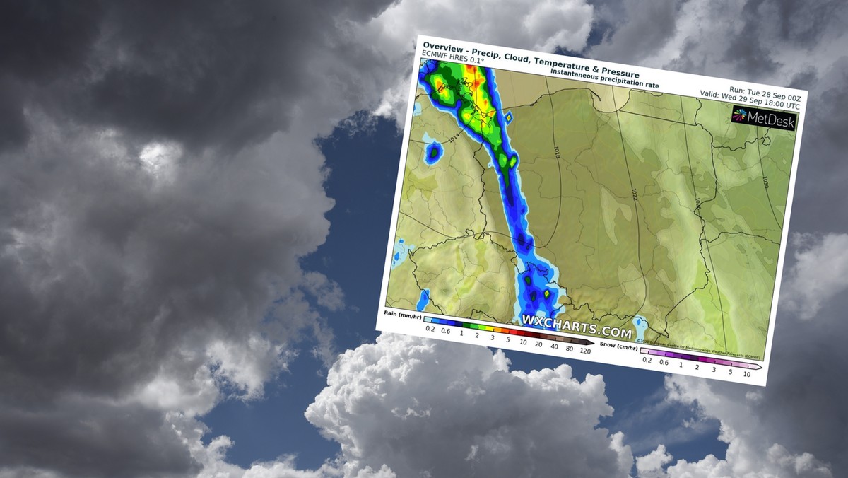 Prognoza pogody na środę, 29 września. Do Polski wkroczy front. Dość ciepło