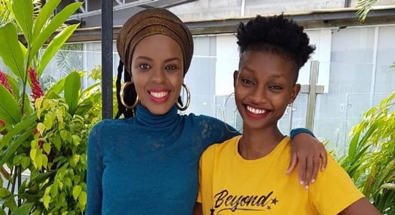 A past image of NRG radio presenter Natalie Githinji with the late Jahmby Koikai