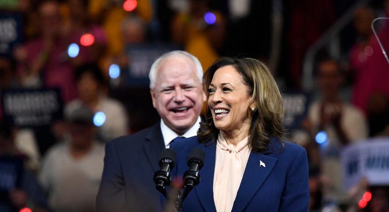 Kamala Harris and Tim Walz sat for a joint interview on Thursday — their first since Biden dropped out of the race.Matthew Hatcher/AFP via Getty Images