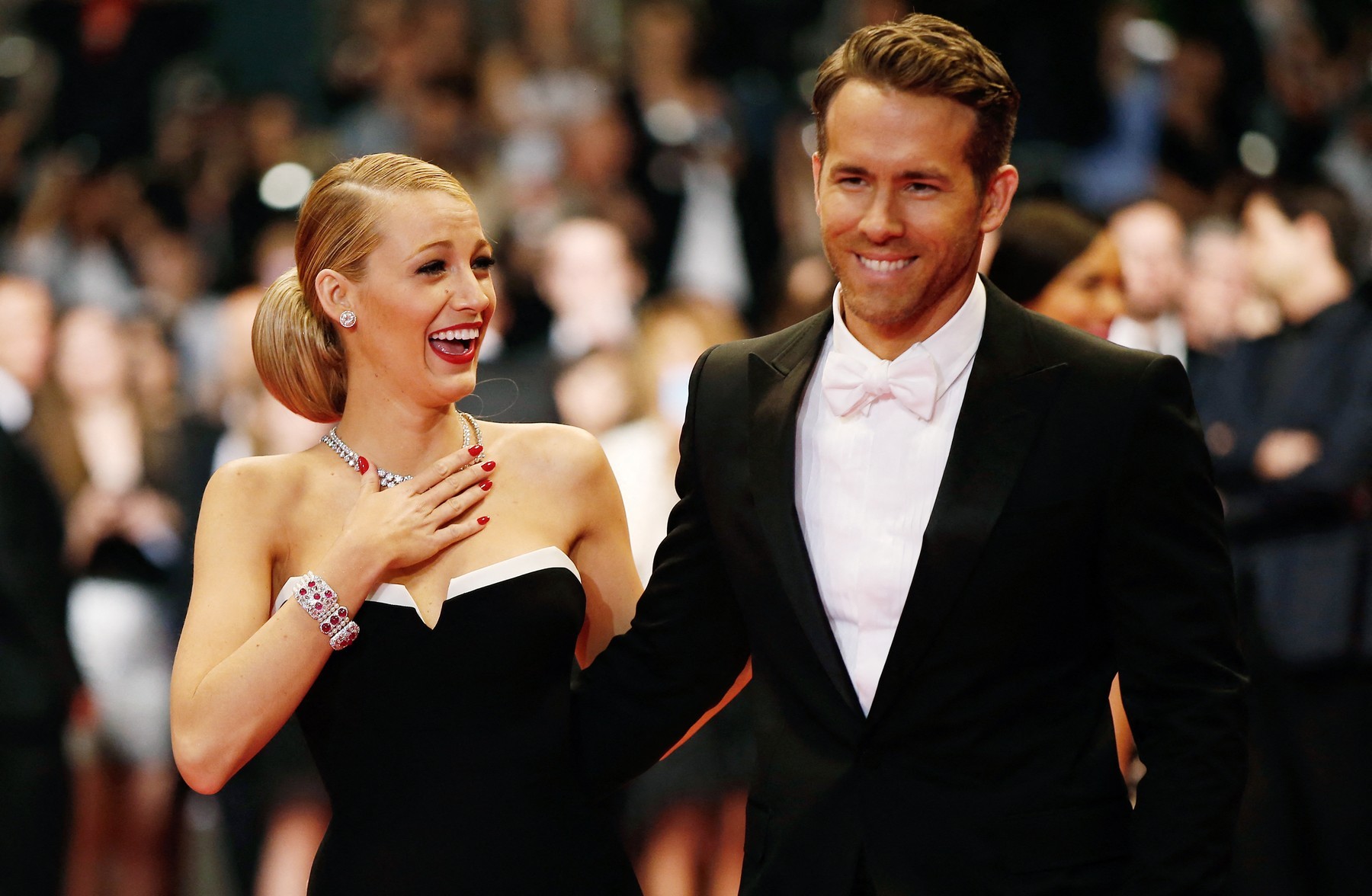 Herec Ryan Reynolds s herečkou a manželkou Blake Lively.