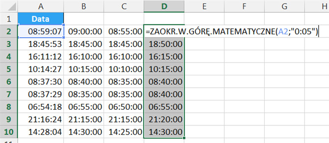 Cel Excel 28 Jak Zaokrąglić Czas W Excelu 3451