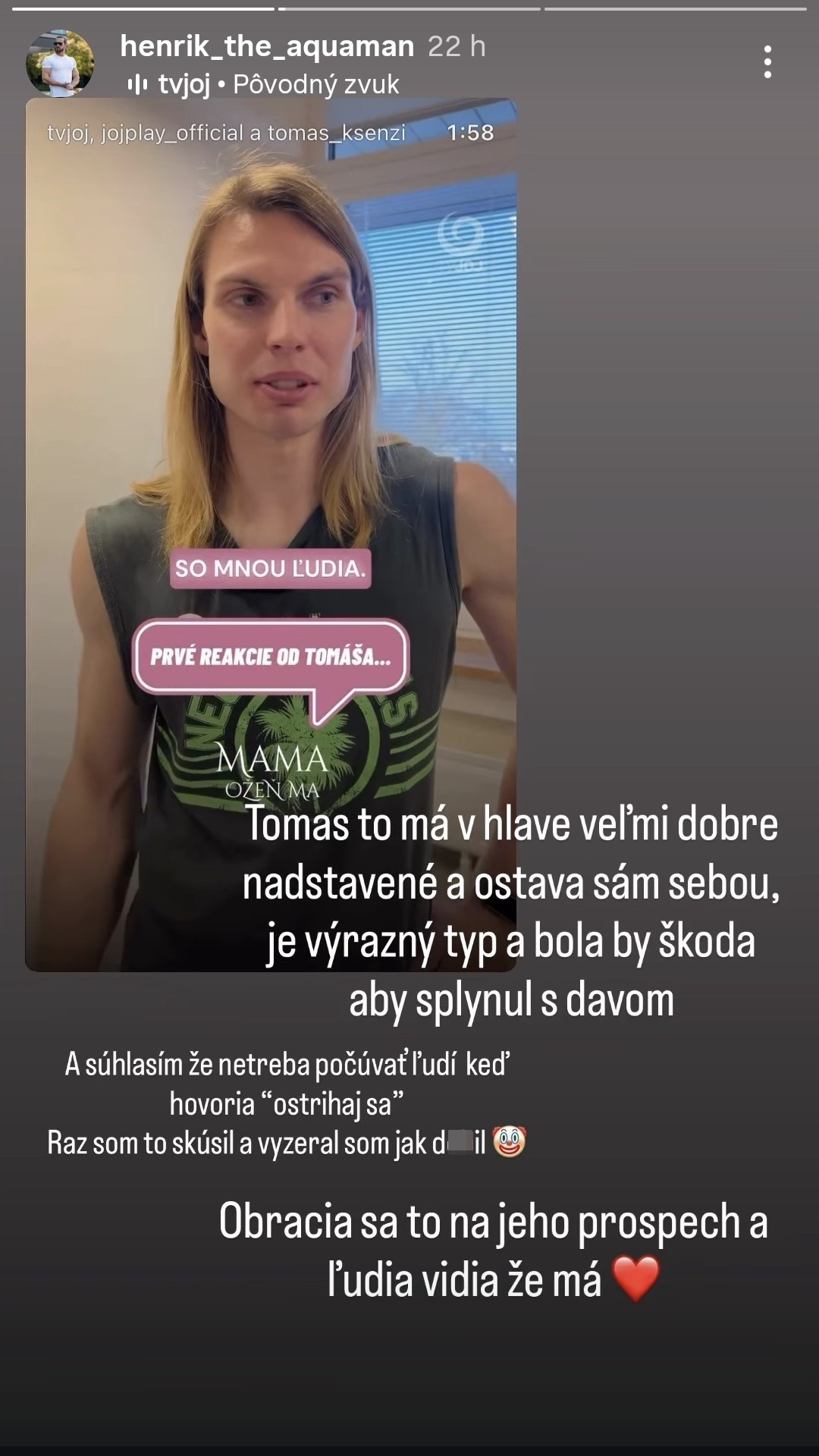 Henrik zo šou Mama, ožeň ma odhalil, čo si myslí o Tomášových vlasoch. 