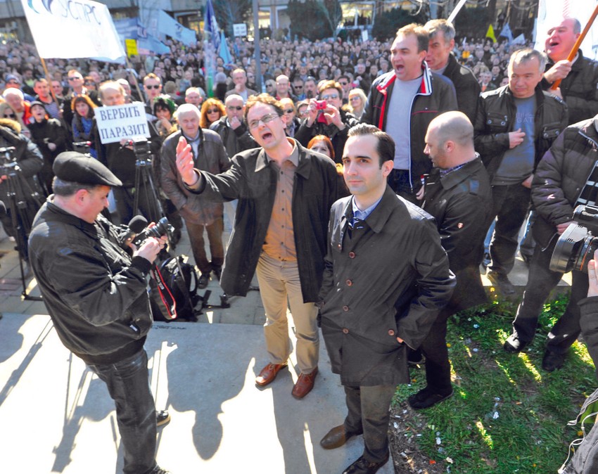 Ministar Verbić na protestu prosvetara