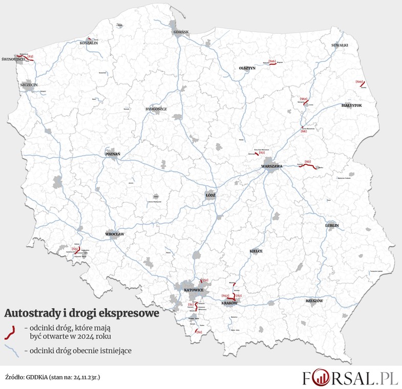 Autostrady i drogi ekspresowe otwierane w 2024 roku
