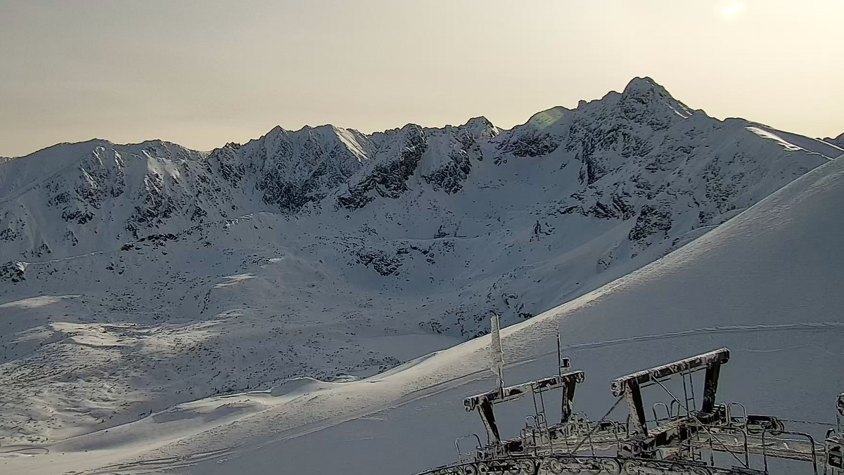 <strong>Po kilkudniowej śnieżycy, w poniedziałek nad Tatrami zaświeciło słońce. Z Zakopanego można obserwować mocno ośnieżone góry. Na Kasprowym Wierchu leży już 182 cm śniegu. Szlaki turystyczne pozostają zamknięte z uwagi na wysoki, czwarty stopień zagrożenia lawinowego.</strong>