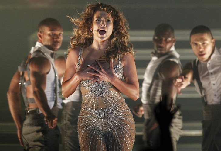 Jennifer Lopez podczas koncertu w Movistar Arena w Santiago (Chile)