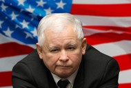 Kaczyński i flaga USA 