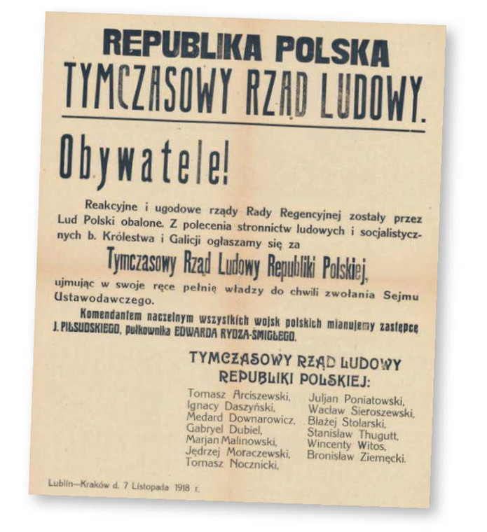 Afisz informujący o sformowaniu w Lublinie Tymczasowego Rządu Ludowego Republiki Polskiej
