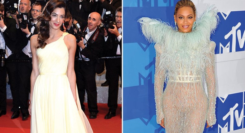 Amal Clooney (L) and Beyonce (R)