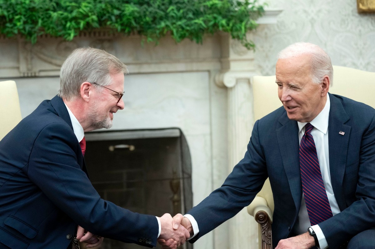 Petr Fiala na spotkaniu w Białym Domu z Joe Bidenem.