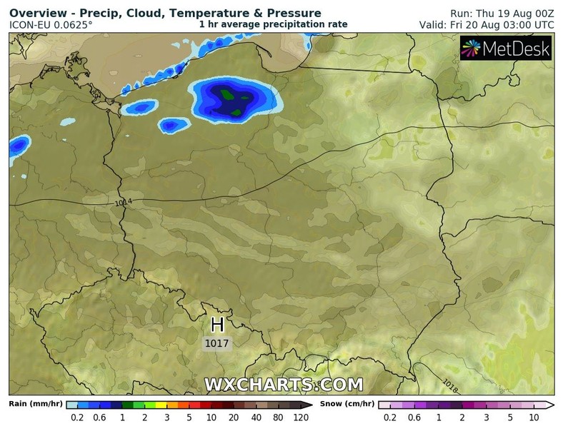 Noc z deszczem zwłaszcza na północnym zachodzie