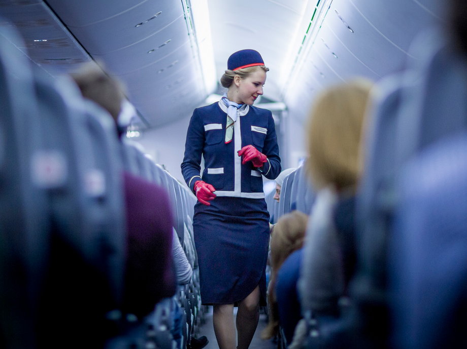 A Norwegian Air flight attendant.