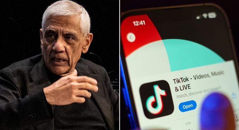 Early OpenAI backer, Vinod Khosla said in on op-ed for the Financial Times on Tuesday that TikTok is an AI-powered subversion weapon wielded by the the Chinese Communist Party, or CCP.Jason Bollenbacher/SXSW Conference & Festivals via Getty Images; Jaap Arriens/NurPhoto via Getty Images
