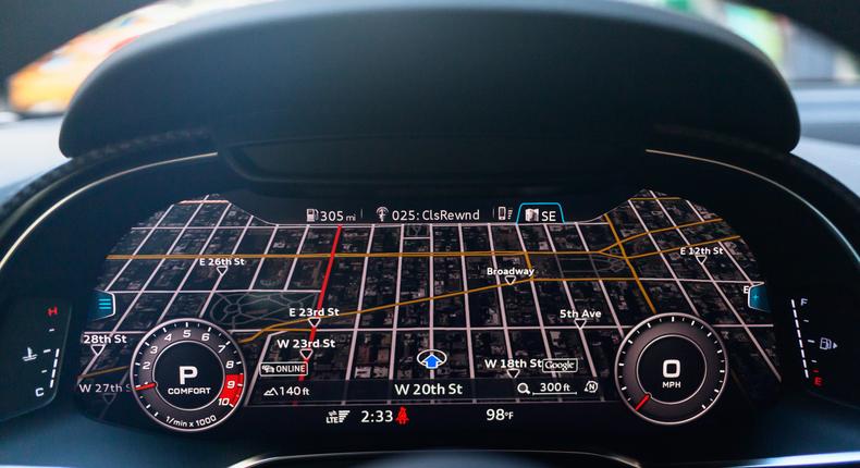 GPS mapping has become quite sophisticated in the digital age. Here we have Audi's MMI with Virtual Cockpit, a Google Maps-powered system that can render landscapes and destinations in great detail.
