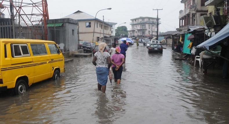 A suburb of Lagos gets flooded following heavy rainfall (Illustrative photo )