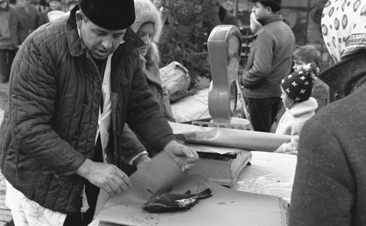 Szczecin 1970 rok: Sprzedaż karpi przed świętami Bożego Narodzenia