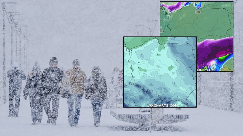 Groźna śnieżyca coraz bliżej Polski. Zima zaatakuje z całą mocą (mapy: wxcharts.com)