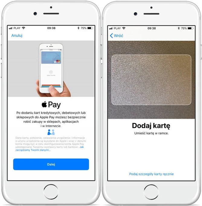 Dodawanie karty w Apple Pay