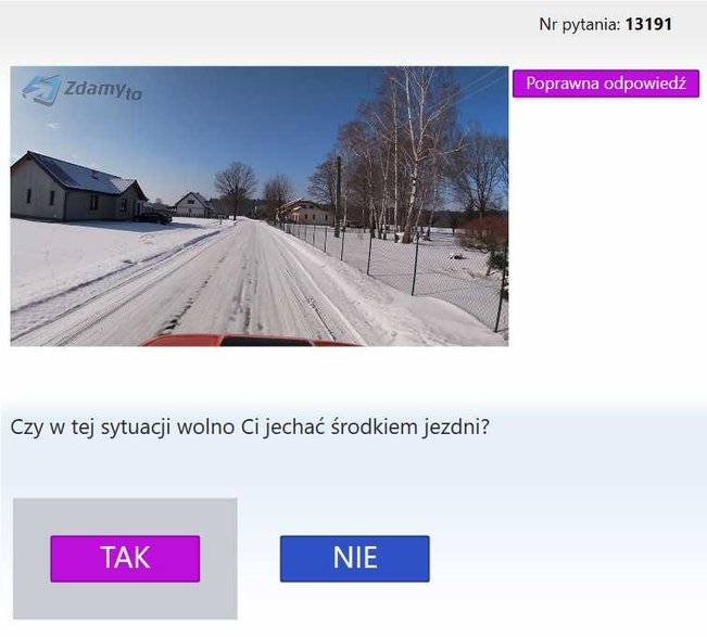 Pytanie egzaminacyjne na prawo jazdy nr 13191 Źródło: brd24.pl 
