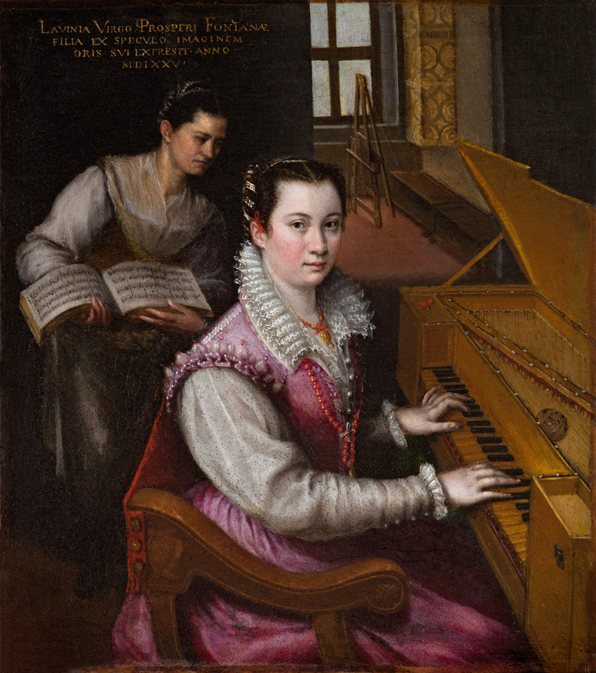 Lavinia Fontana, "Autoportret przy szpinecie" (1577)