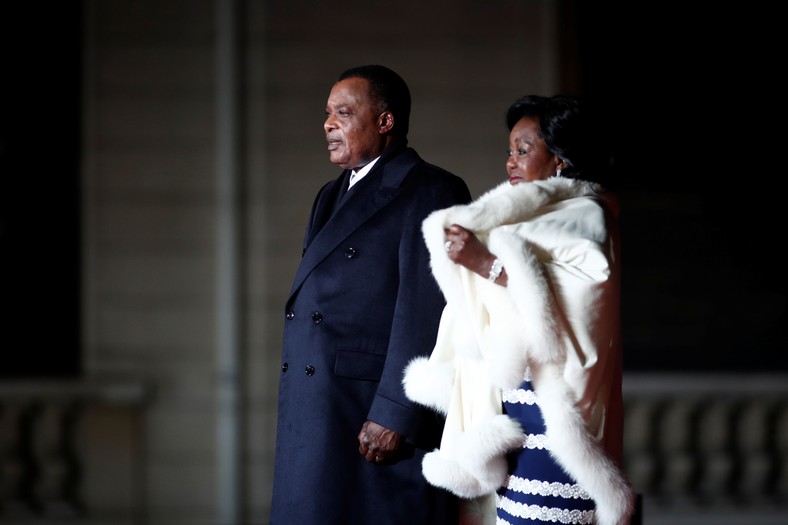 Republic of the Congo's President Denis Sassou Nguesso and his wife Antoinette. 