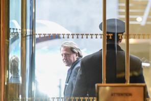 Donald F. McGahn, an American campaign finance lawyer, exits Trump Tower in New York City