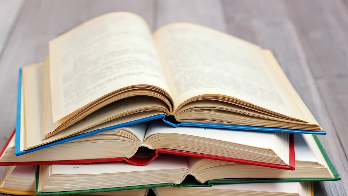 stack of books on the table