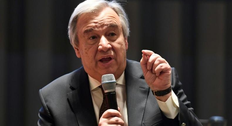 United Nations Secretary General Antonio Guterres at the UN headquarters in New York on April 10, 2017