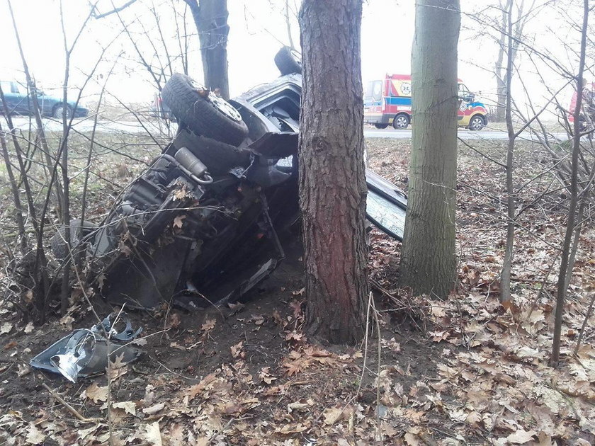 18-letni kierowca wypadł z drogi i rozbił się o drzewa