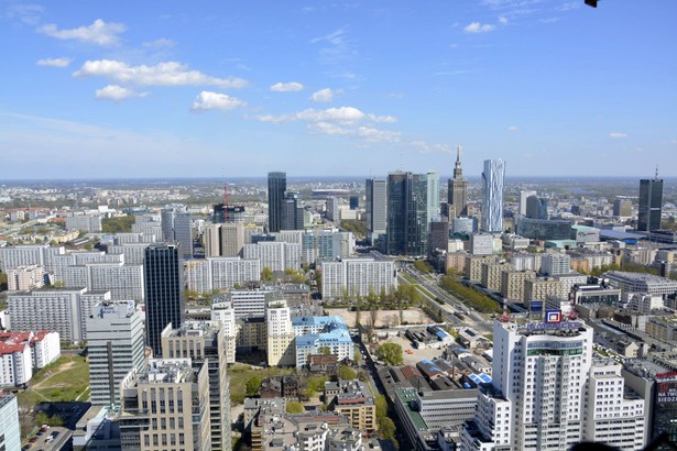 Widok na Warszawę z wieżowca Warsaw Spire