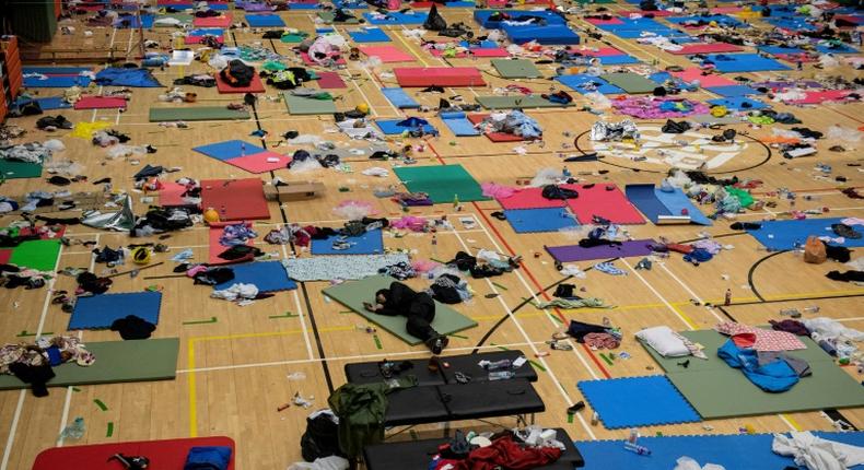 Protesters have been sleeping in a gymnasium at the beseiged PolyU campus in Hong Kong